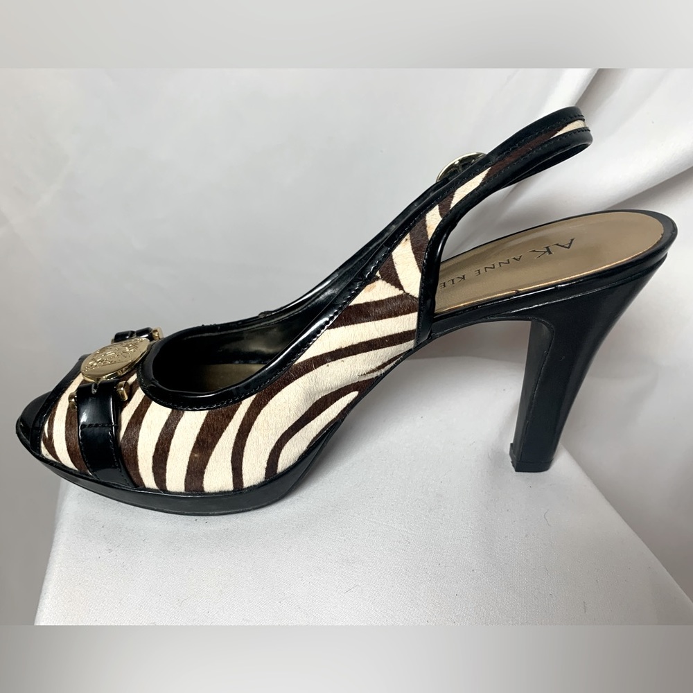 Anne Klein Flex Zebra print calf hide sling back size 7  1/2.